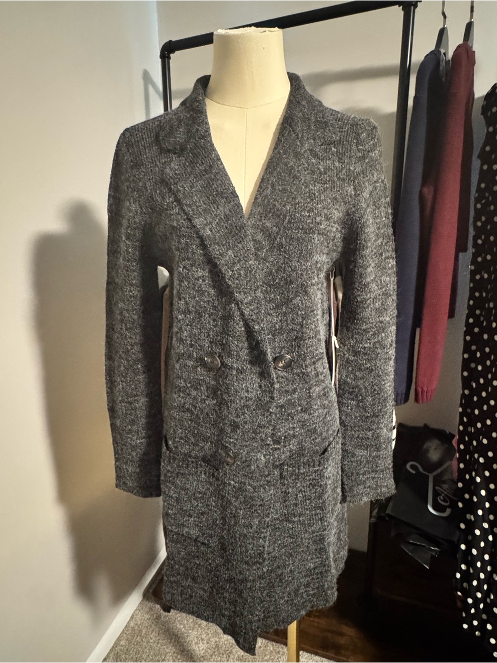 Active USA Charcoal Double-Breasted Trench Coat